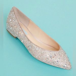 NWOTB Blue by Betsey Johnson Jude Rhinestone Jeweled Dress Flats. Size 7